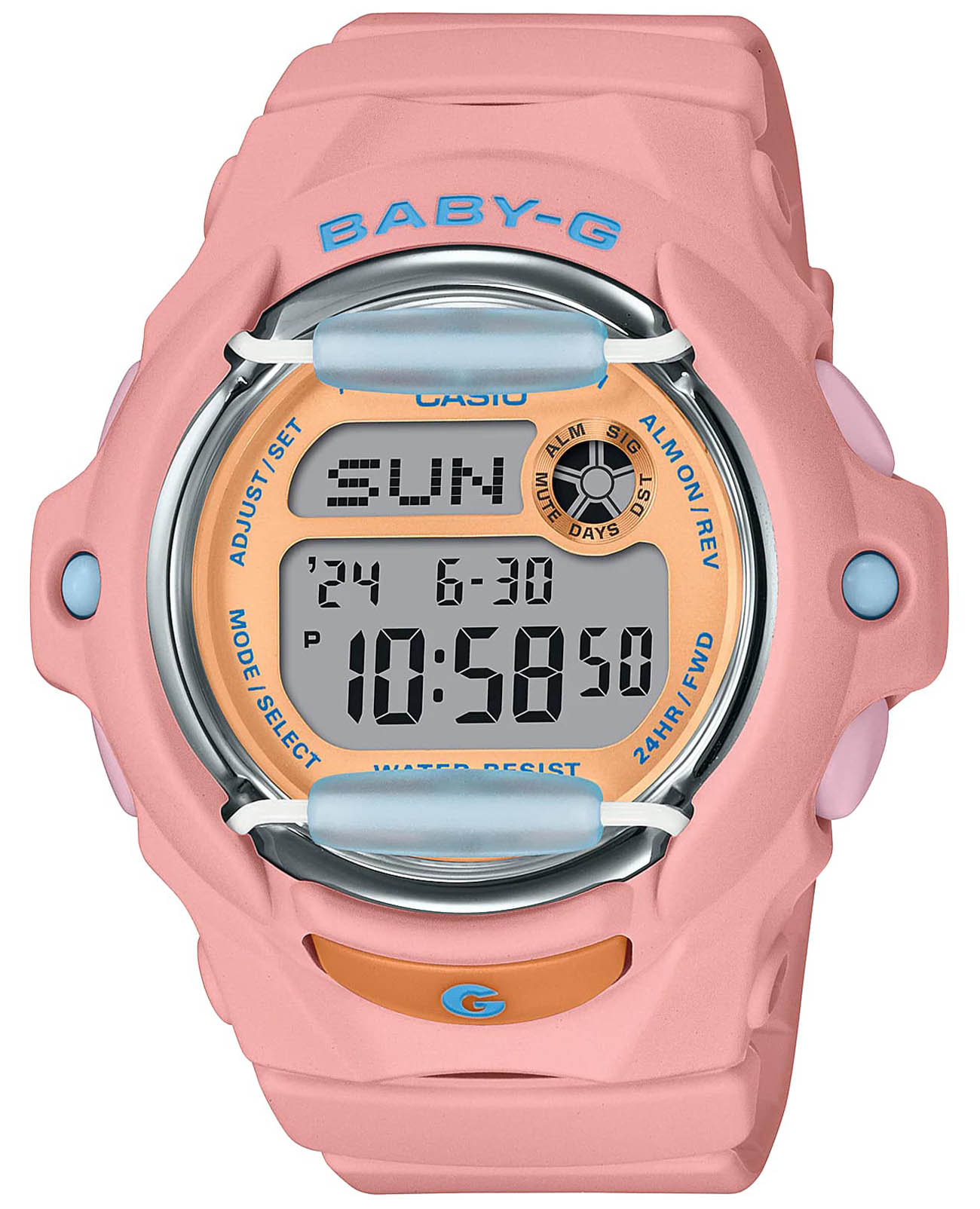 Casio Casio Baby-G BG-169PB-4  BG-169PB-4 кварцевые женские часы оранжевый циферблат, браслет пластик — вид спереди