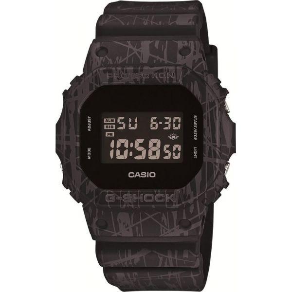 Casio Casio G-Shock DW-5600SL-1E DW-5600 DW-5600SL-1E электронные мужские часы черный циферблат, браслет пластик — вид спереди