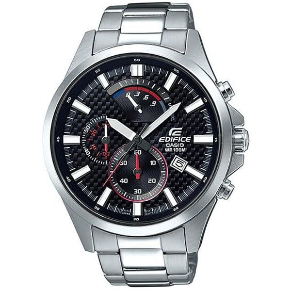 Casio Casio Edifice EFV-530D-1A EFV EFV-530D-1A кварцевые мужские часы черный циферблат, браслет нержавеющая сталь — вид спереди