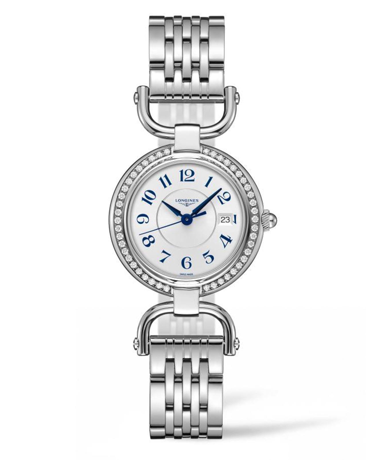 Longines Longines Equestrian L6.131.0.73.6  L61310736 кварцевые женские часы белый циферблат, браслет нержавеющая сталь — вид спереди