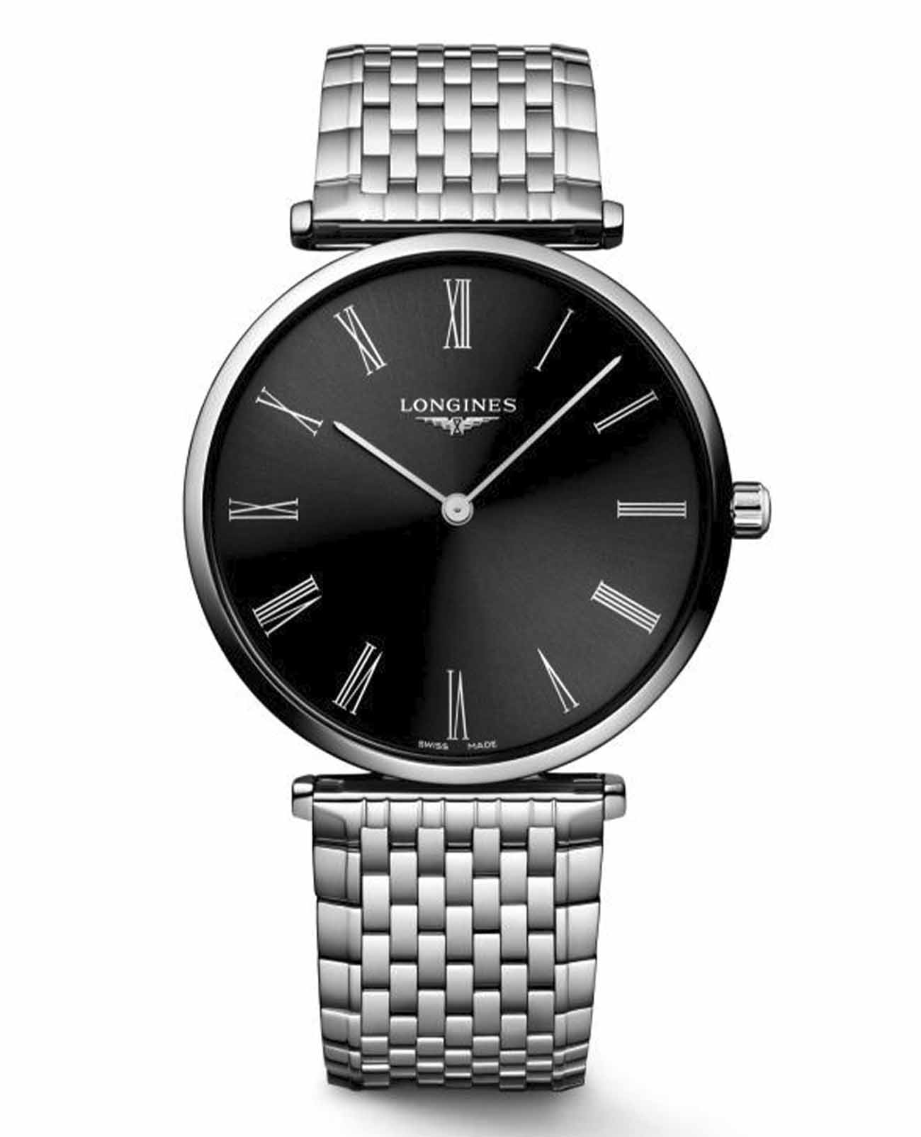 Longines Longines La Grande Classique L4.866.4.51.6  L48664516 кварцевые женские часы черный циферблат, браслет нержавеющая сталь — вид спереди