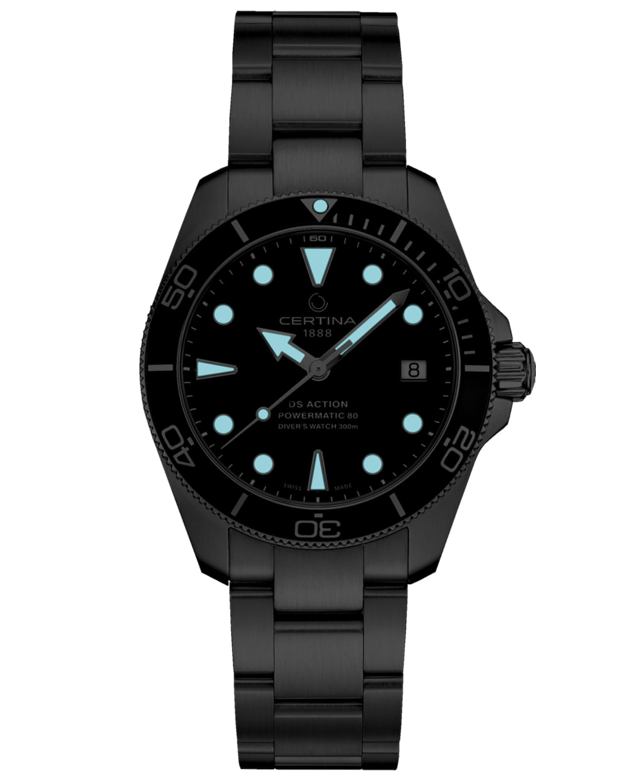 Certina Certina DS Action Diver Powermatic C032.807.11.091.00, ds powermatic 80 швейцария мужские часы на браслете нержавеющая сталь боковой вид