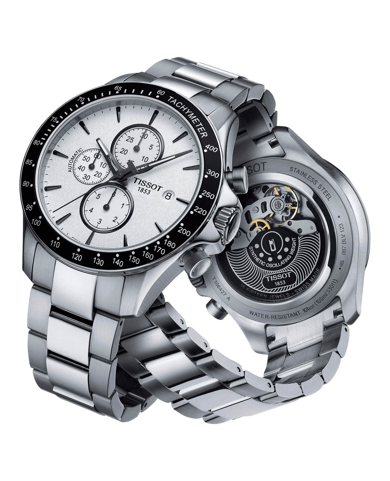 Tissot Tissot V8 Automatic Chronograph T106.427.11.031.00 механические мужские часы часы крупный план белый циферблата