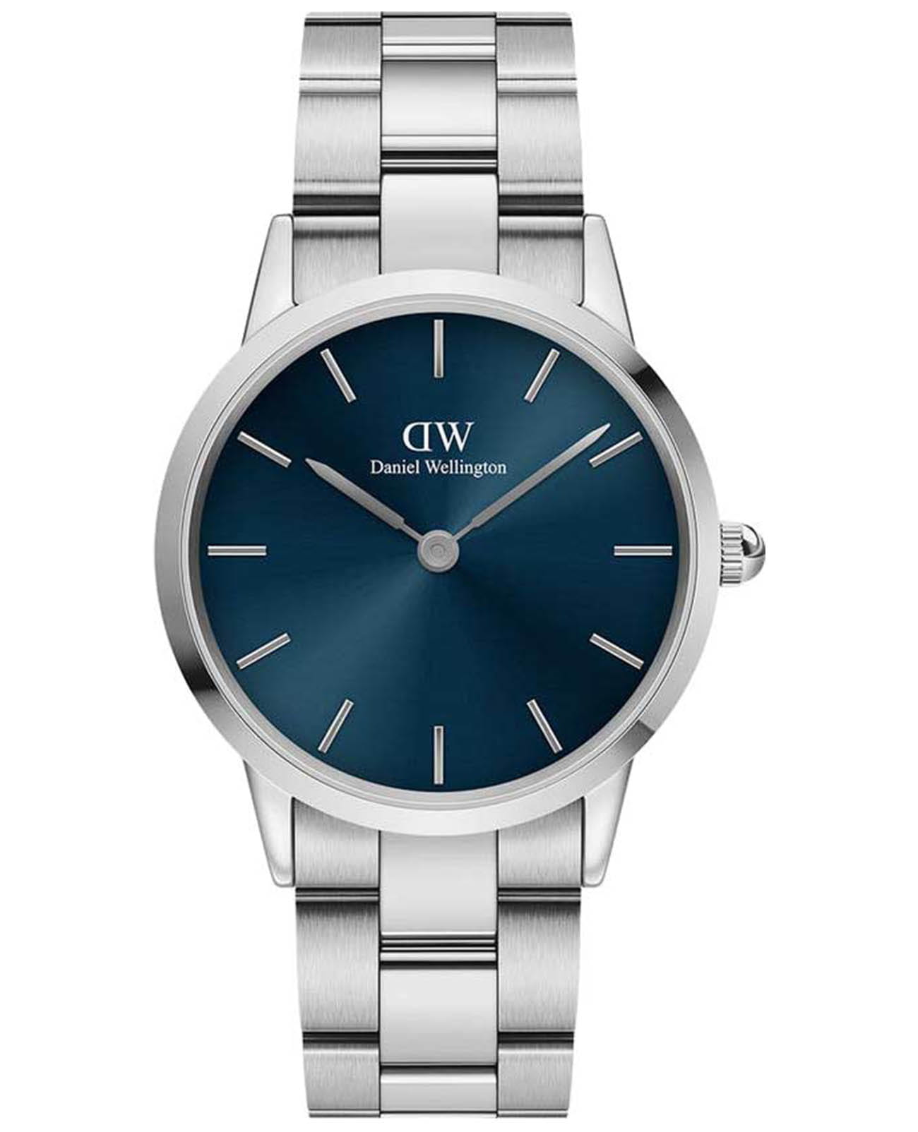 Daniel Wellington Daniel Wellington Iconic Link Arctic DW00100458  DW00100458 кварцевые мужские часы синий циферблат, браслет нержавеющая сталь — вид спереди