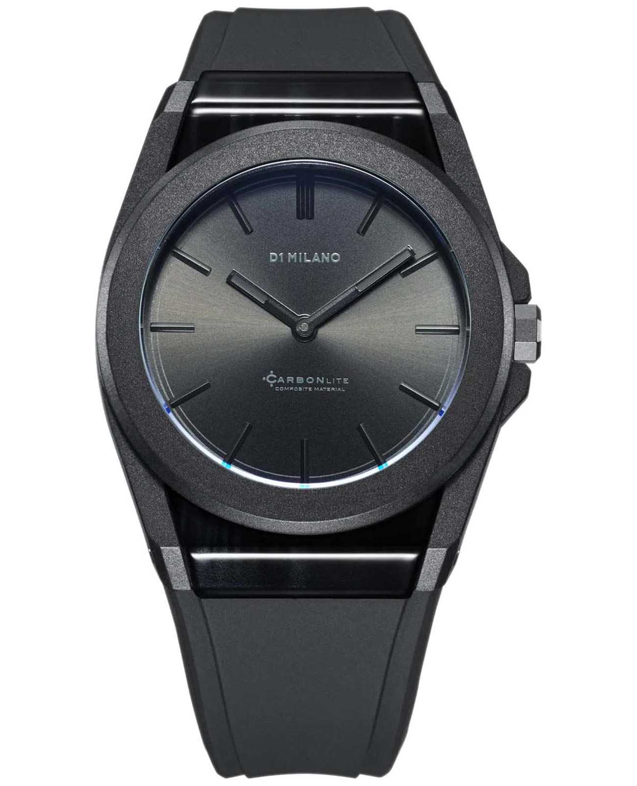 D1 Milano D1 Milano Carbonlite CLRJ03  CLRJ03 кварцевые мужские часы черный циферблат, браслет силикон — вид спереди