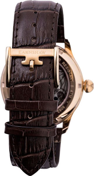 Earnshaw Earnshaw Longitude ES-8063-06,  англия мужские часы на браслете кожаный боковой вид