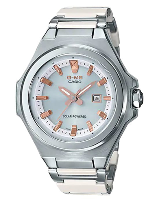 Casio Casio Baby-G MSG-S500CD-7ADR (MSG-S500CD-7A)  MSG-S500CD-7A кварцевые женские часы серебристый циферблат, браслет полимер — вид спереди