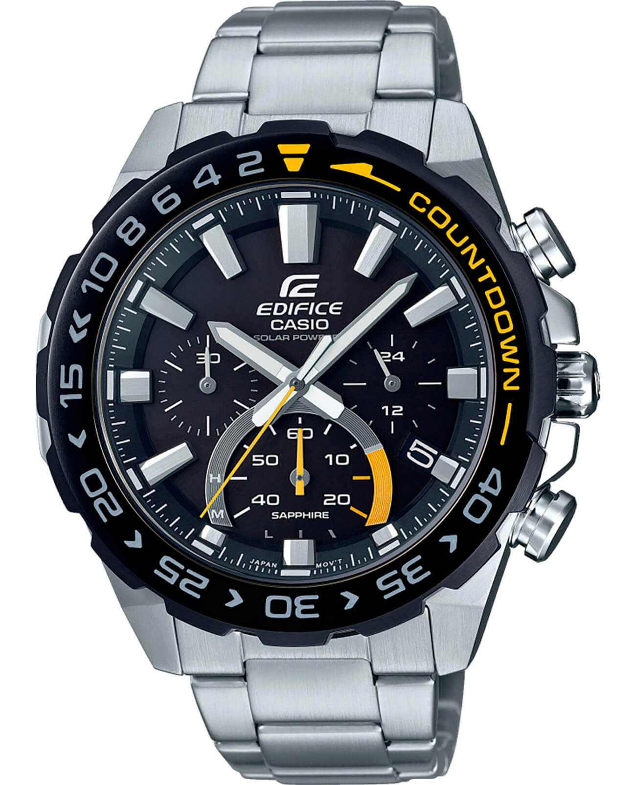 Casio Casio Edifice EFS-S550DB-1A EFS EFS-S550DB-1A кварцевые мужские часы черный циферблат, браслет нержавеющая сталь — вид спереди