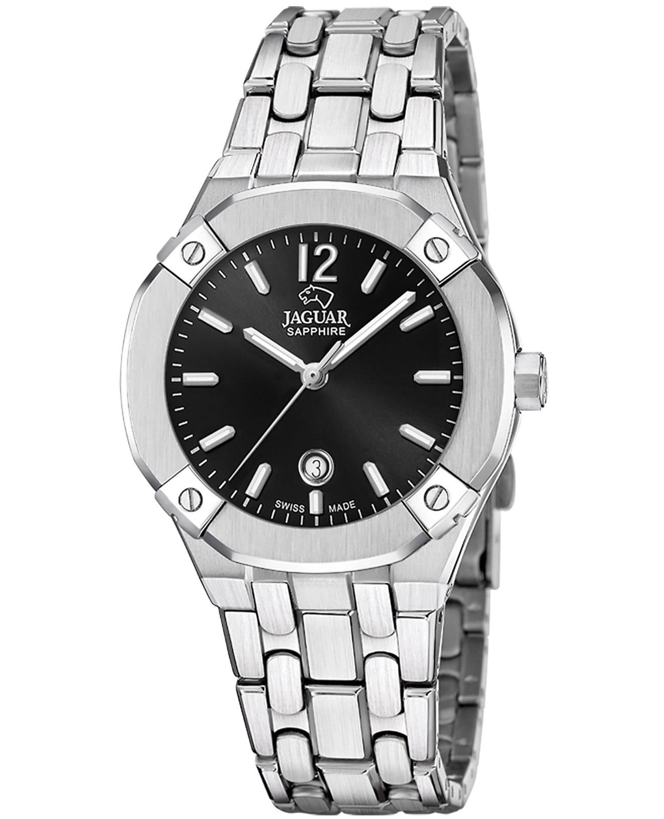 Jaguar Jaguar Diplomatic Quartz Lady J1016/3  J1016/3 кварцевые женские часы черный циферблат, браслет нержавеющая сталь — вид спереди