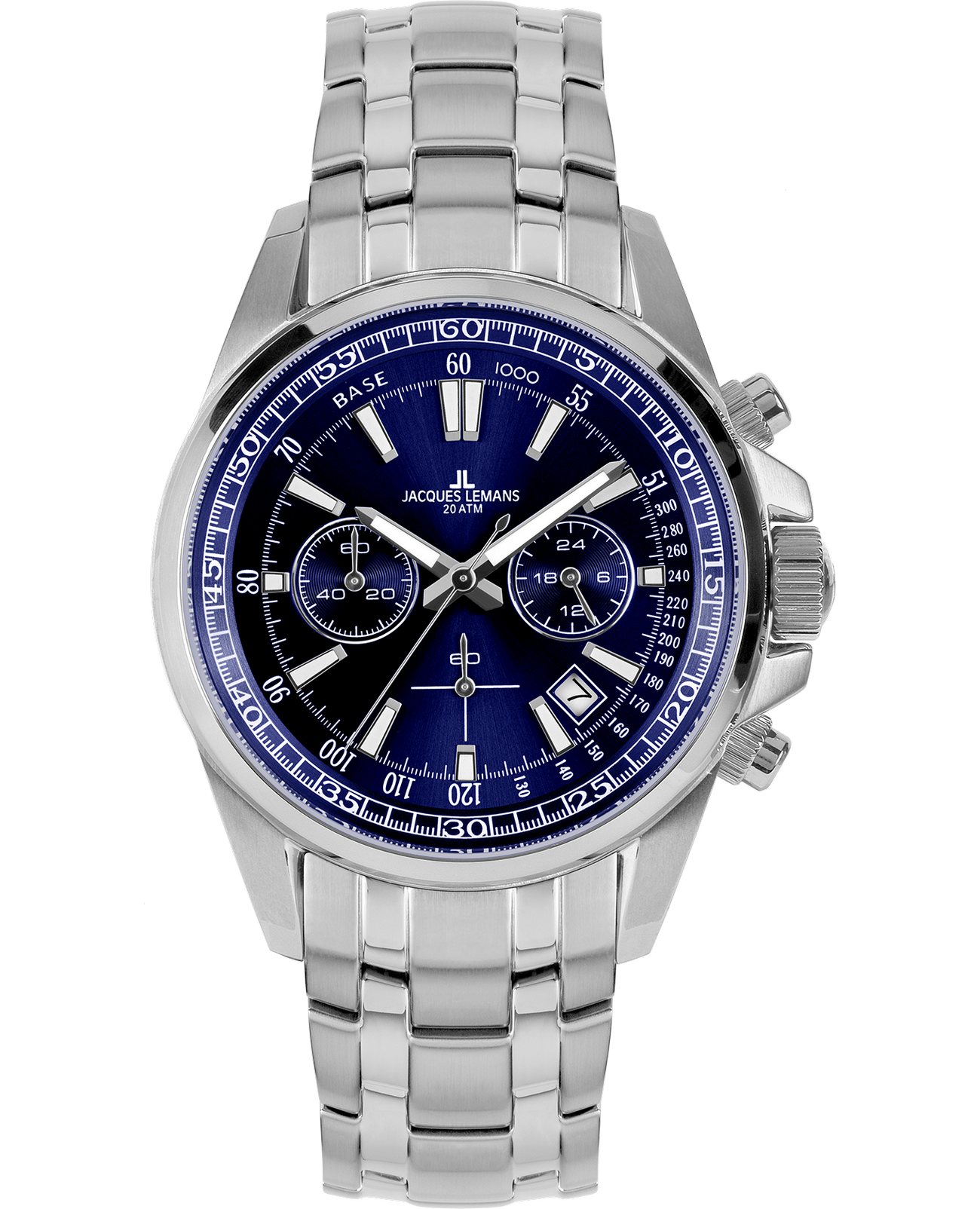 Jacques Lemans Jacques Lemans  Sport 1-2117K  1-2117K кварцевые мужские часы синий циферблат, браслет нержавеющая сталь — вид спереди
