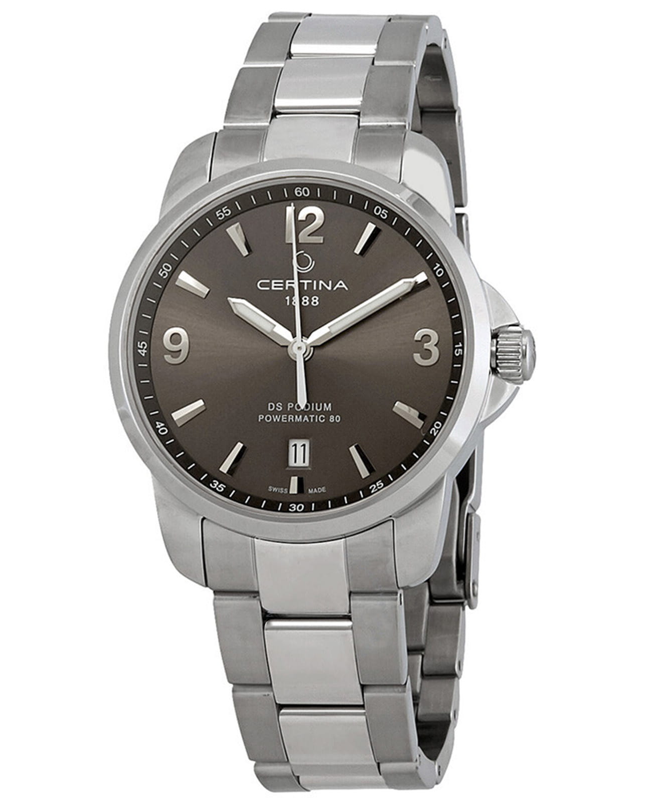 Certina Certina DS Podium C034.407.11.087.00  C0344071108700 кварцевые мужские часы серый циферблат, браслет нержавеющая сталь — вид спереди