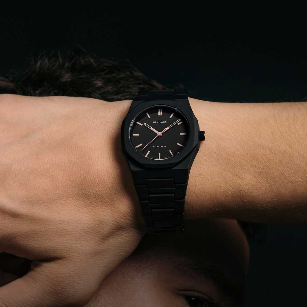 D1 Milano D1 Milano Polycarbon PCBJ12 кварцевые мужские часы часы крупный план черный циферблата