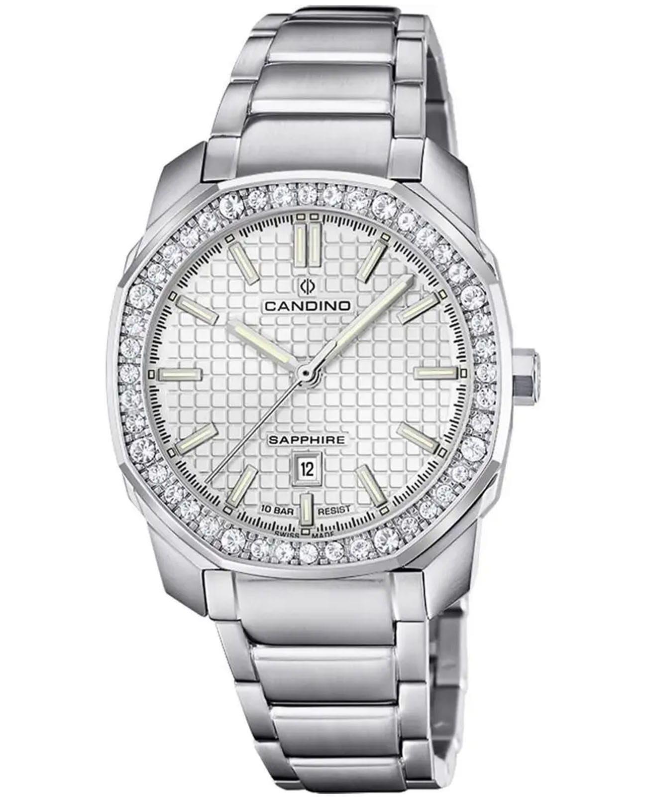 Candino Candino Lady Elegance Date C4756/6  C4756/6 кварцевые женские часы белый циферблат, браслет нержавеющая сталь — вид спереди
