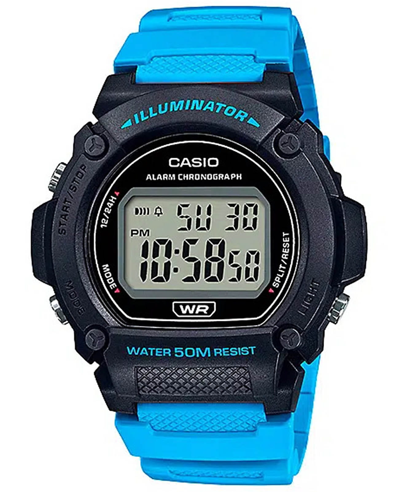 Casio Casio Collection W-219H-2A2VEF  W-219H-2A2VEF кварцевые мужские часы серый циферблат, браслет пластик — вид спереди