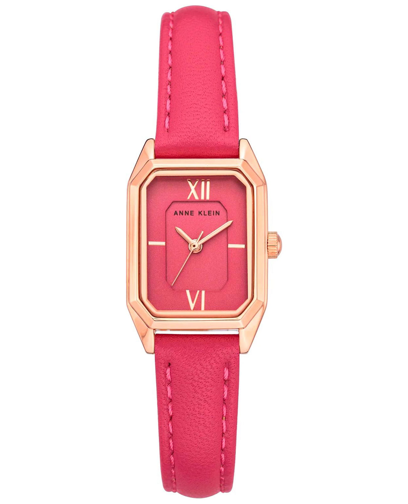 Anne Klein Anne Klein Leather 3968RGPK  3968RGPK кварцевые женские часы красный циферблат, браслет кожаный — вид спереди