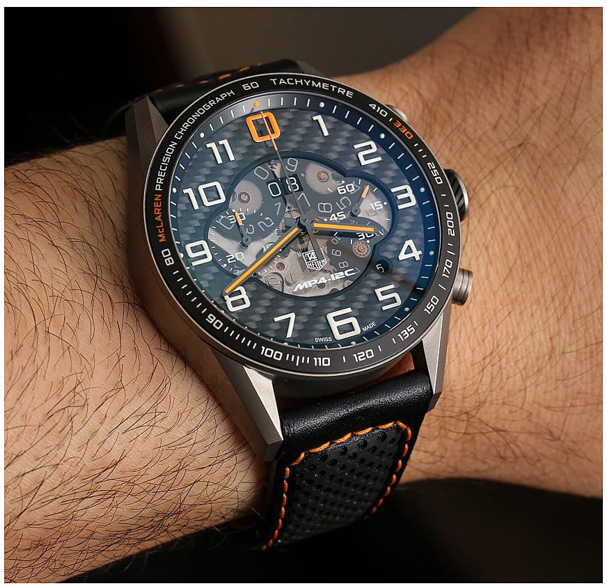 TAG Heuer TAG Heuer McClaren CAR2080.FC6286 механические мужские часы часы крупный план черный циферблата