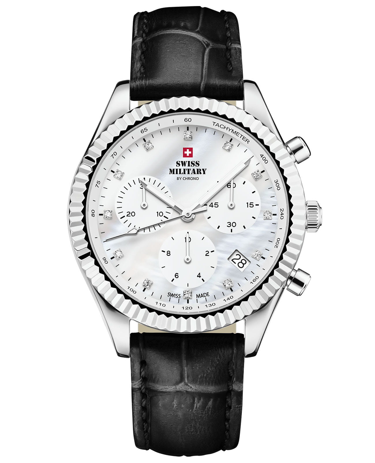 Swiss Military by Chrono Swiss Military by Chrono SM30207.05  SM30207.05 кварцевые женские часы перламутровый циферблат, браслет кожаный — вид спереди