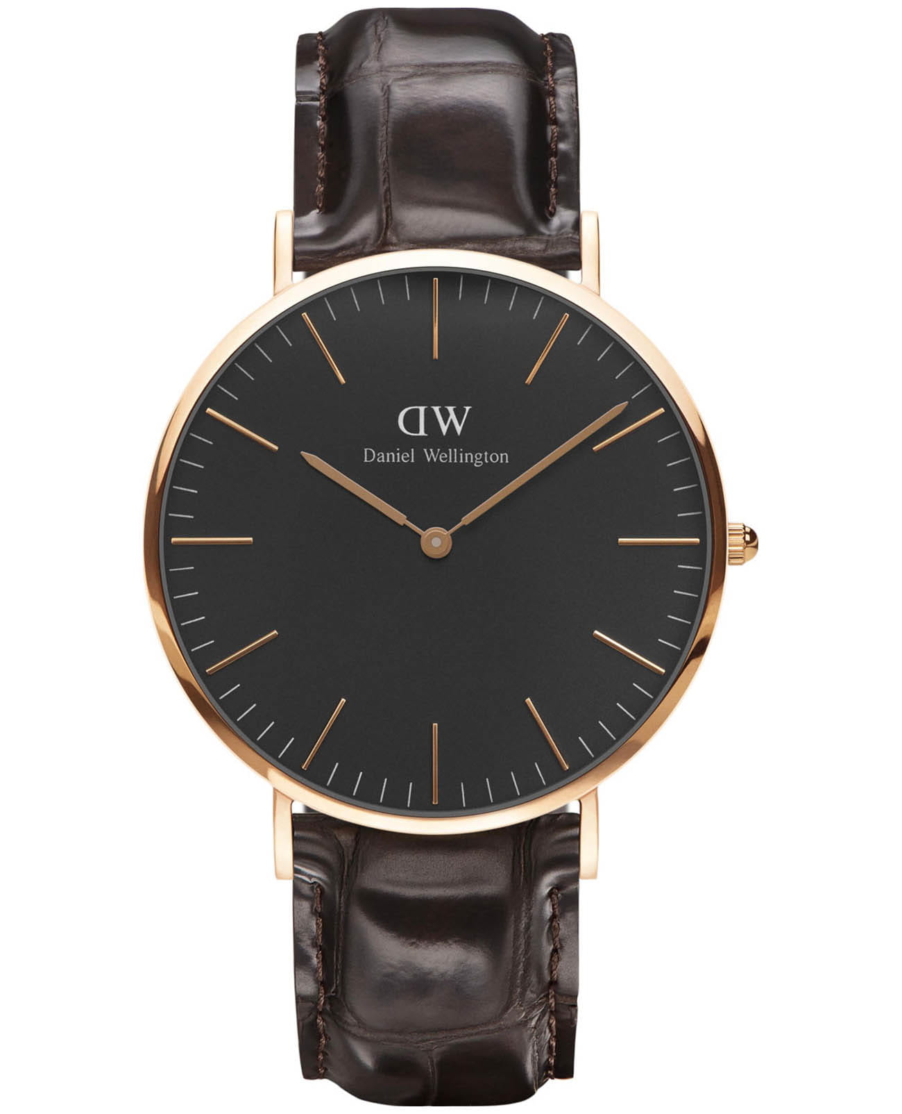 Daniel Wellington Daniel Wellington Classic York DW00100128  DW00100128 кварцевые мужские часы черный циферблат, браслет кожаный — вид спереди