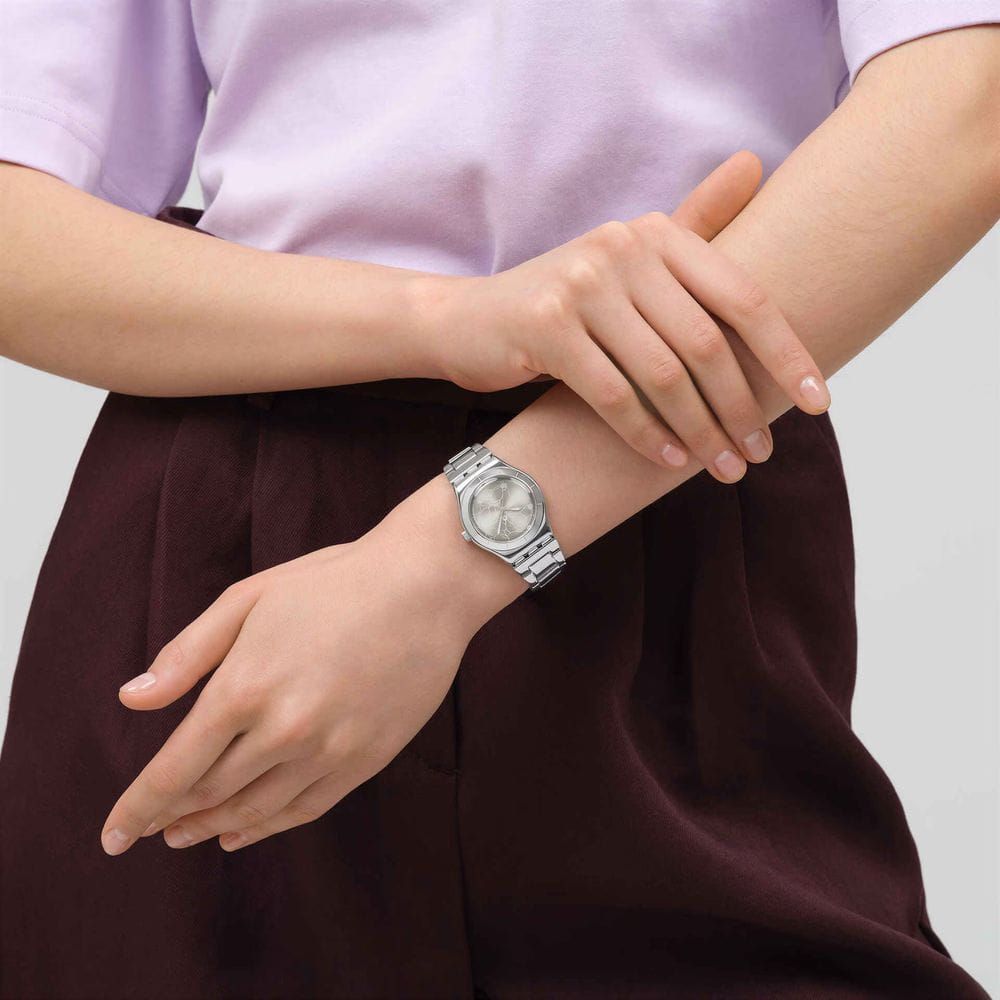 Swatch Swatch Gent Petal Bliss YLS237G кварцевые женские часы часы крупный план серый циферблата