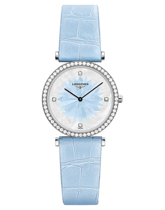 Longines Longines La Grande Classique L4.513.0.23.2  L45130232 кварцевые женские часы перламутровый циферблат, браслет кожаный — вид спереди