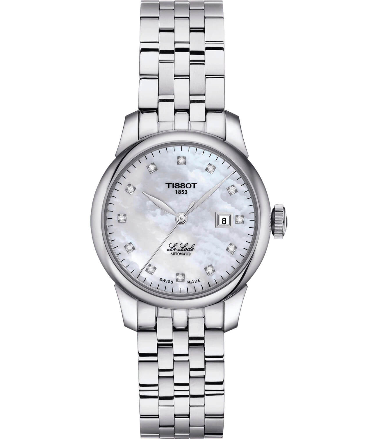 Tissot Tissot Le Locle Automatic Lady T006.207.11.116.00 Le Locle Automatic T0062071111600 механические женские часы перламутровый циферблат, браслет нержавеющая сталь — вид спереди