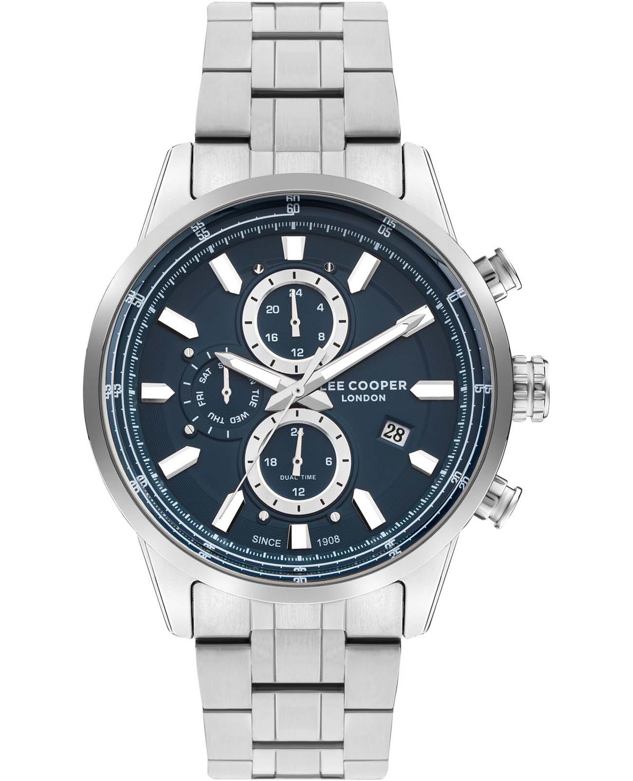 Lee Cooper Lee Cooper LC07836.390  LC07836.390 кварцевые мужские часы зеленый циферблат, браслет нержавеющая сталь — вид спереди