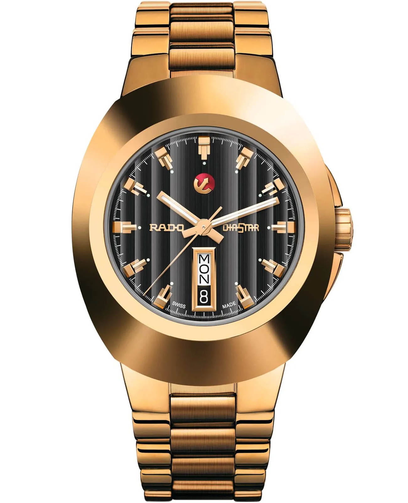 Rado Rado New Original Automatic R12998153 Automatic R12998153 механические мужские часы черный циферблат, браслет нержавеющая сталь с pvd-покрытием — вид спереди
