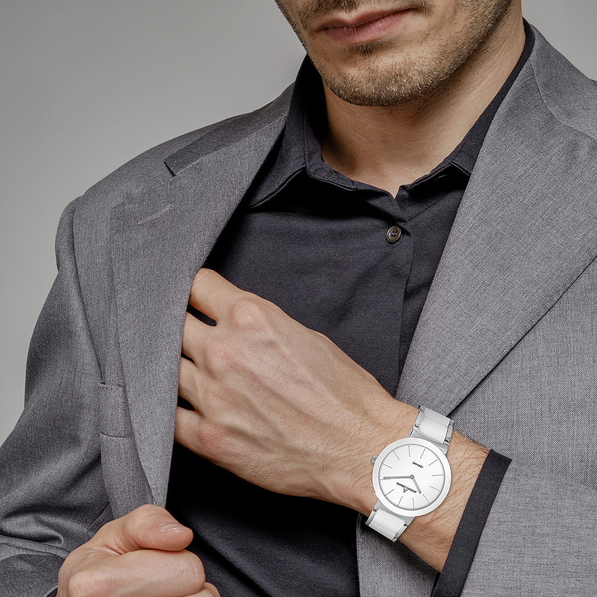 Jacques Lemans Jacques Lemans High Tech Ceramic 42-8B , наручные мужские часы фото под углом