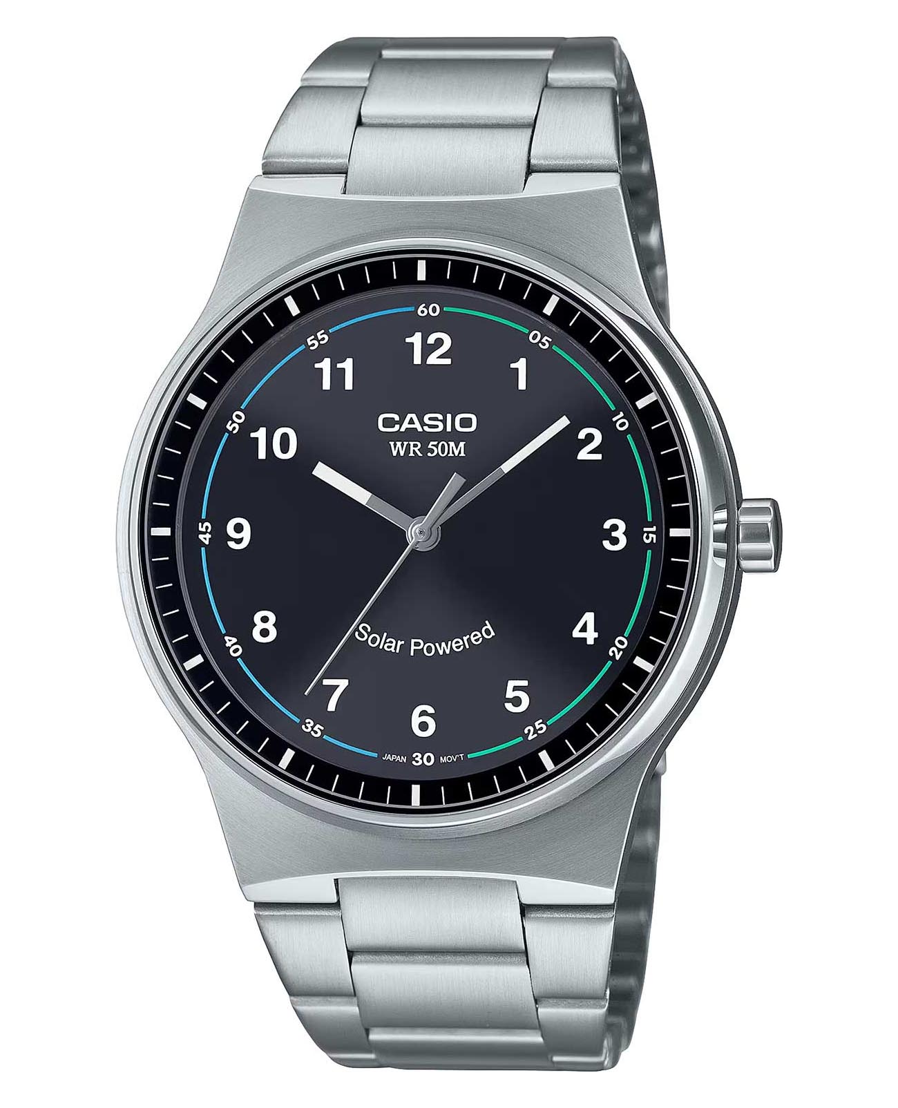 Casio Casio Collection MTP-RS105D-1B  MTP-RS105D-1B кварцевые мужские часы черный циферблат, браслет нержавеющая сталь — вид спереди
