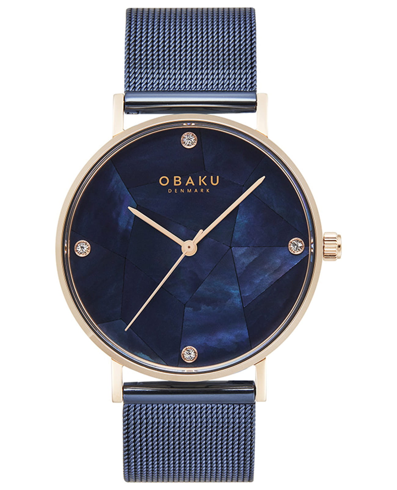 Obaku Obaku Mesh V268LXVLML  V268LXVLML кварцевые женские часы синий циферблат, браслет сталь с ip покрытием — вид спереди