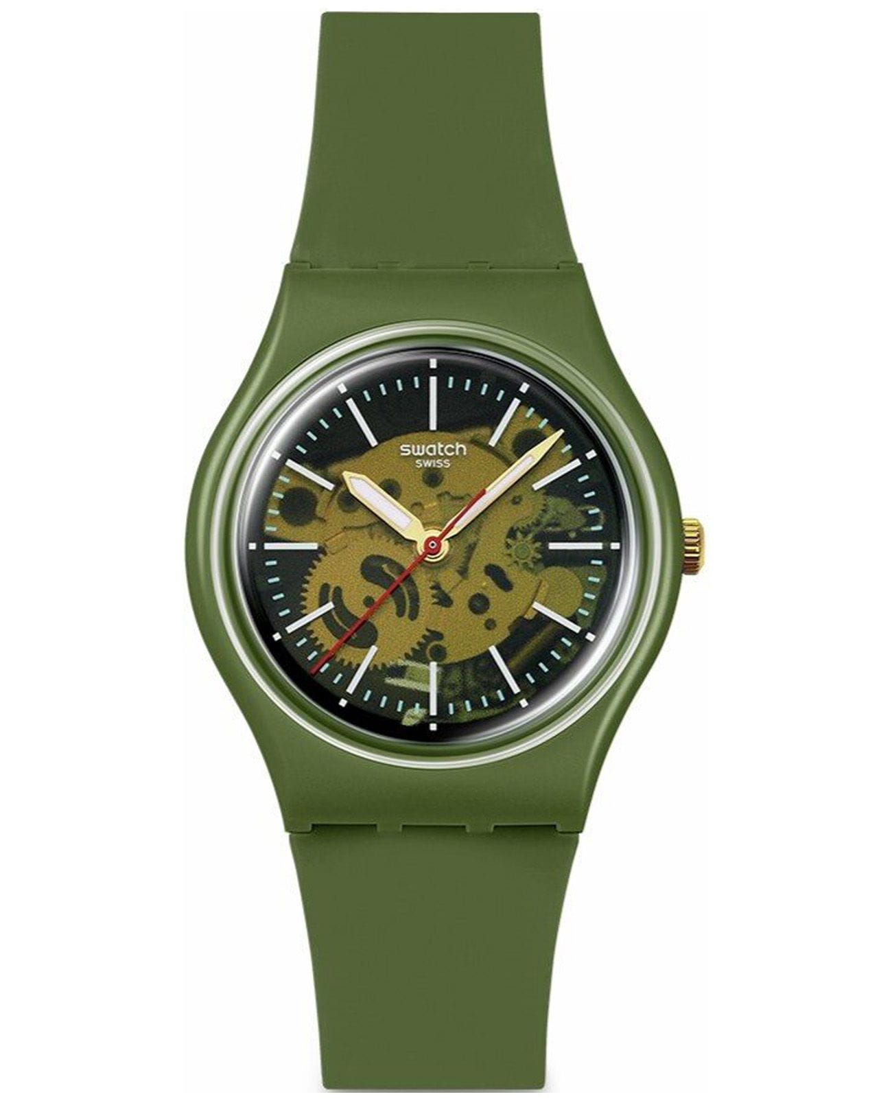 Swatch Swatch Gent Biosourced Lacquered SO28G110  SO28G110 кварцевые женские часы зеленый циферблат, браслет биоматериал — вид спереди