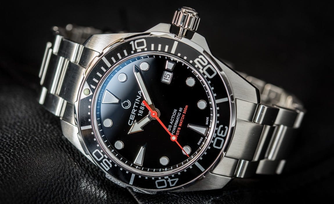 Certina Certina DS Action Diver Powermatic 80 C032.407.11.051.00 механические мужские часы часы крупный план черный циферблата