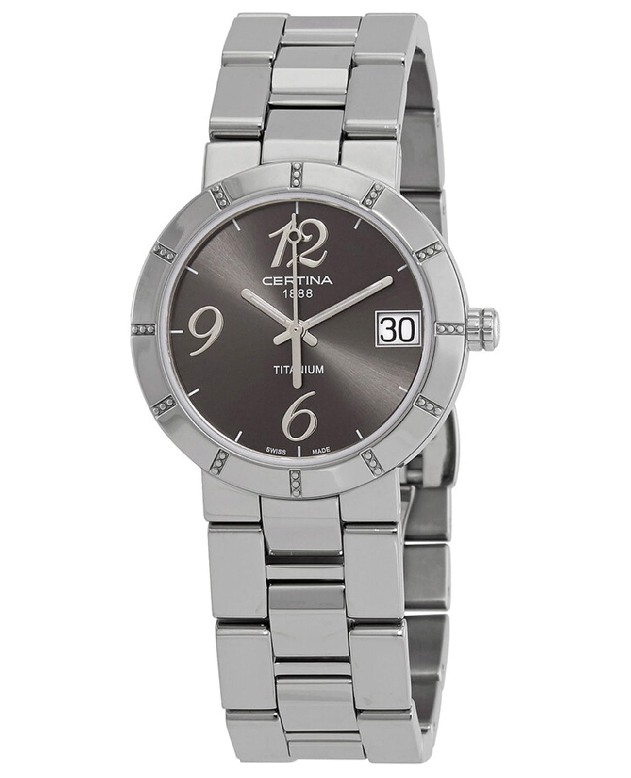 Certina Certina DS Podium C009.210.44.082.00  C0092104408200 кварцевые женские часы антрацитовый циферблат, браслет титановый — вид спереди