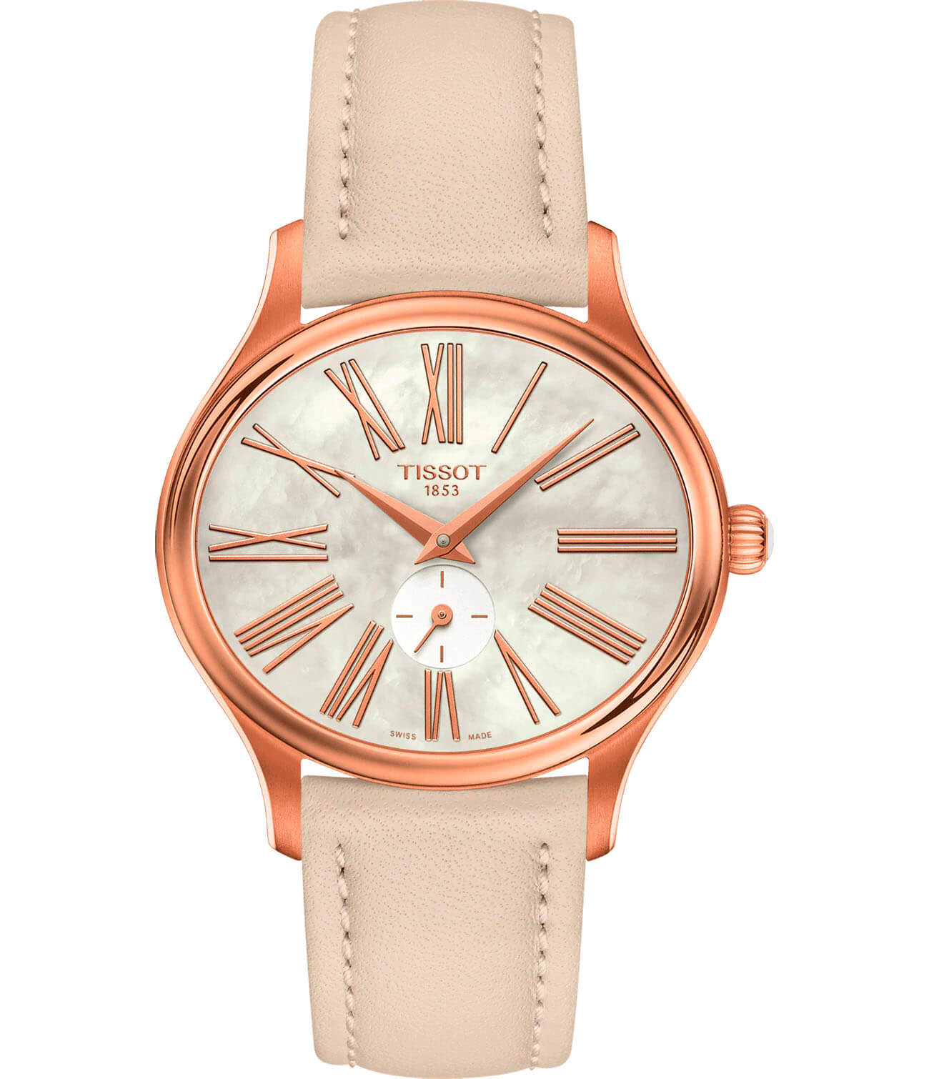 Tissot Tissot Bella Ora Oval T103.310.36.113.01 Bella Ora T1033103611301 кварцевые женские часы перламутровый циферблат, браслет кожаный — вид спереди