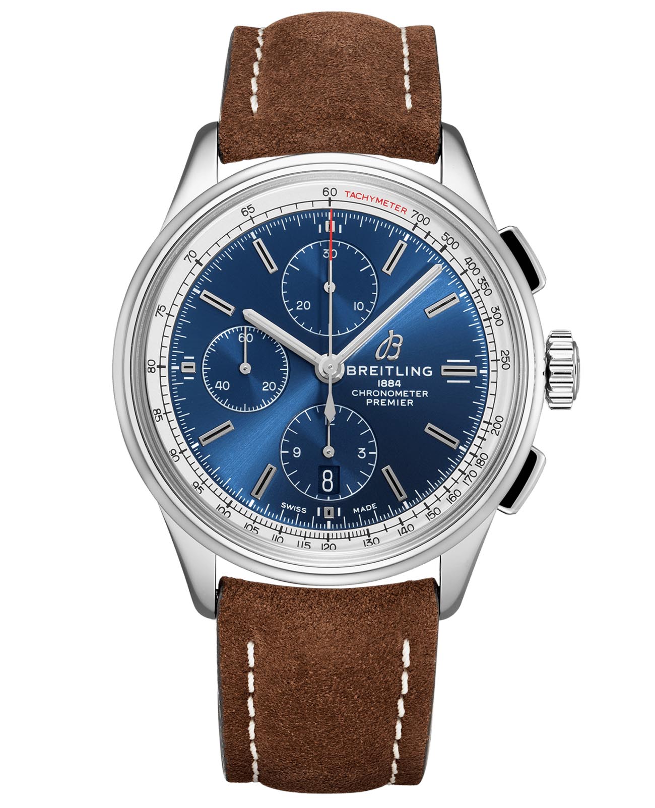 Breitling Breitling Premier Chronograph 42 A13315351C1X1  A13315351C1X1 механические мужские часы синий циферблат, браслет кожаный — вид спереди