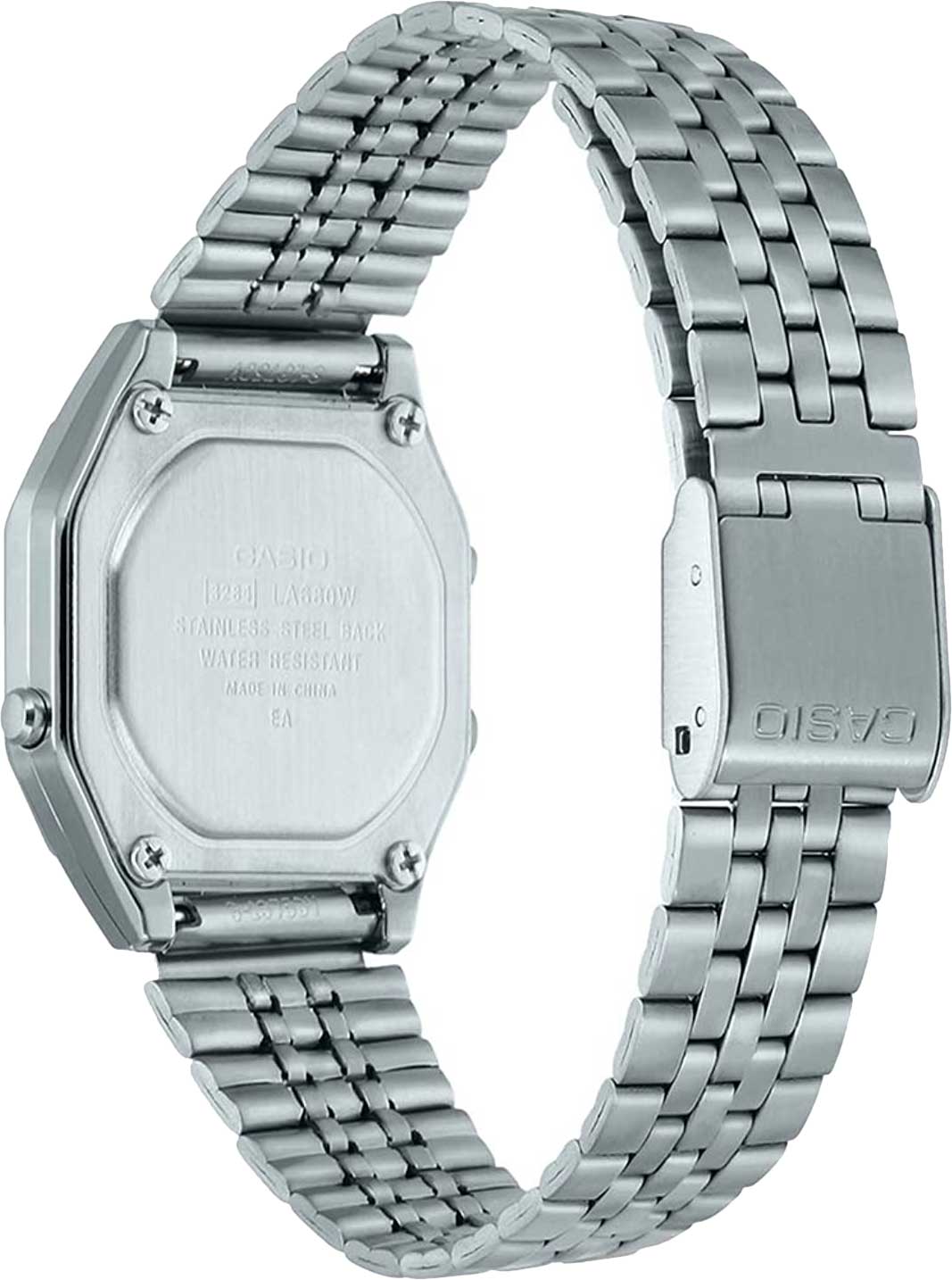 Casio Casio Vintage LA680WA-2CDF (LA680WA-2C), vintage япония женские часы на браслете нержавеющая сталь боковой вид