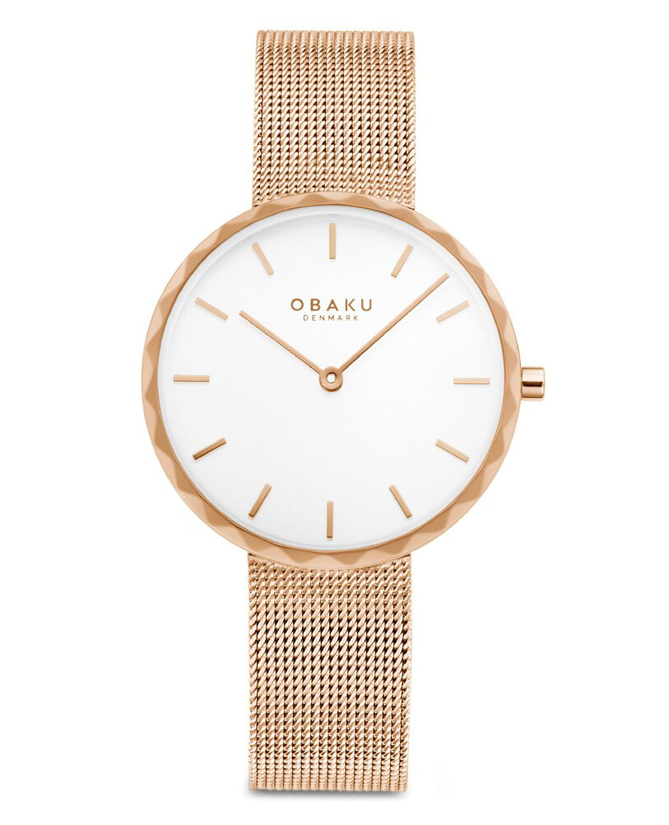 Obaku Obaku Mesh V252LXVIMV  V252LXVIMV кварцевые женские часы белый циферблат, браслет сталь с ip покрытием — вид спереди