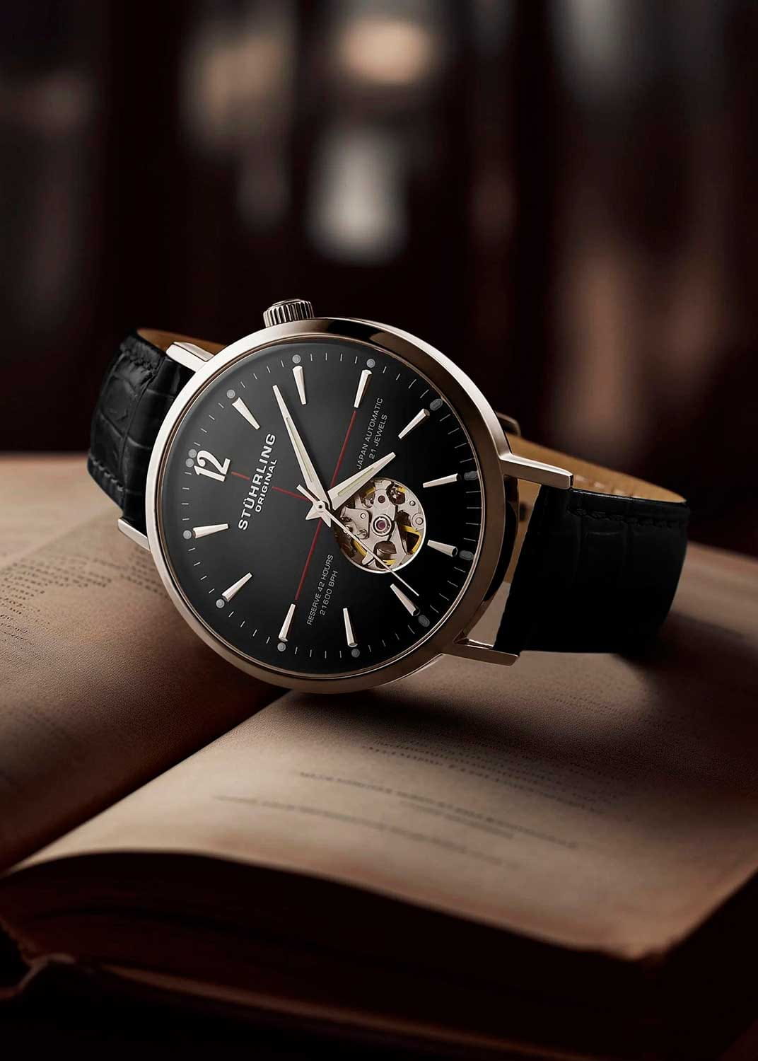 Оригинальные часы Stuhrling Stuhrling Quasar 1021.01 механические калибр механизма miyota 8n24 общий вид