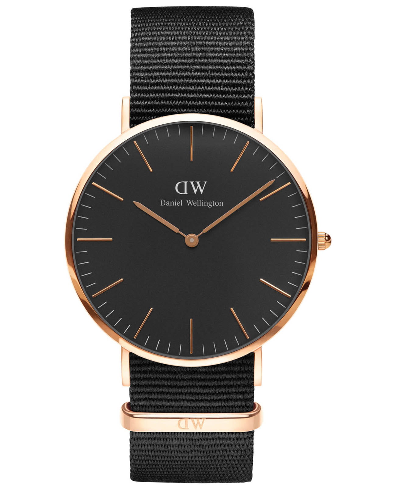 Daniel Wellington Daniel Wellington Classic Black Cornwall DW00100150  DW00100150 кварцевые женские часы черный циферблат, браслет нейлон — вид спереди