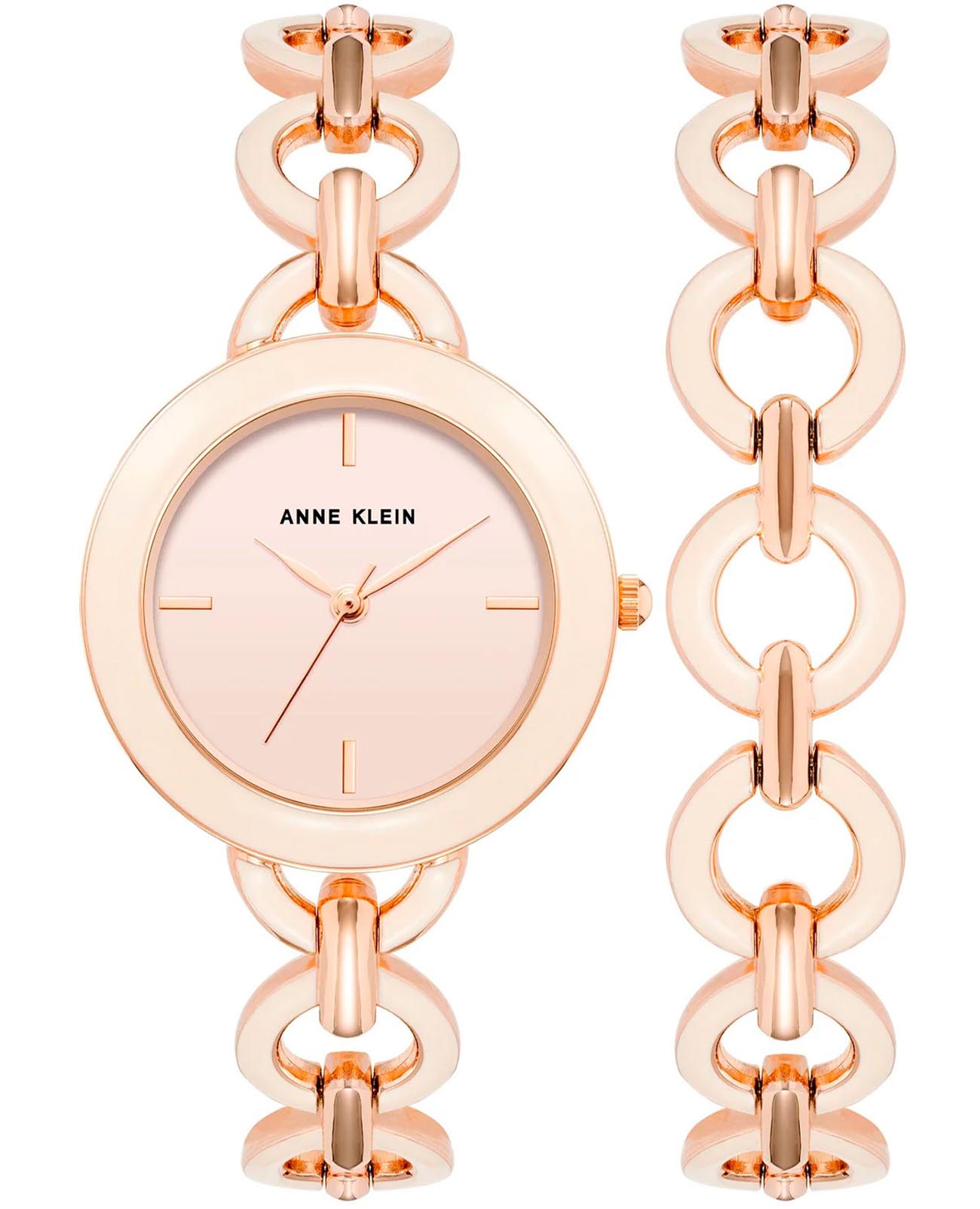 Anne Klein Anne Klein Box Set 4066BHST  4066BHST кварцевые женские часы бежевый циферблат, браслет нержавеющая сталь с ip-покрытием — вид спереди