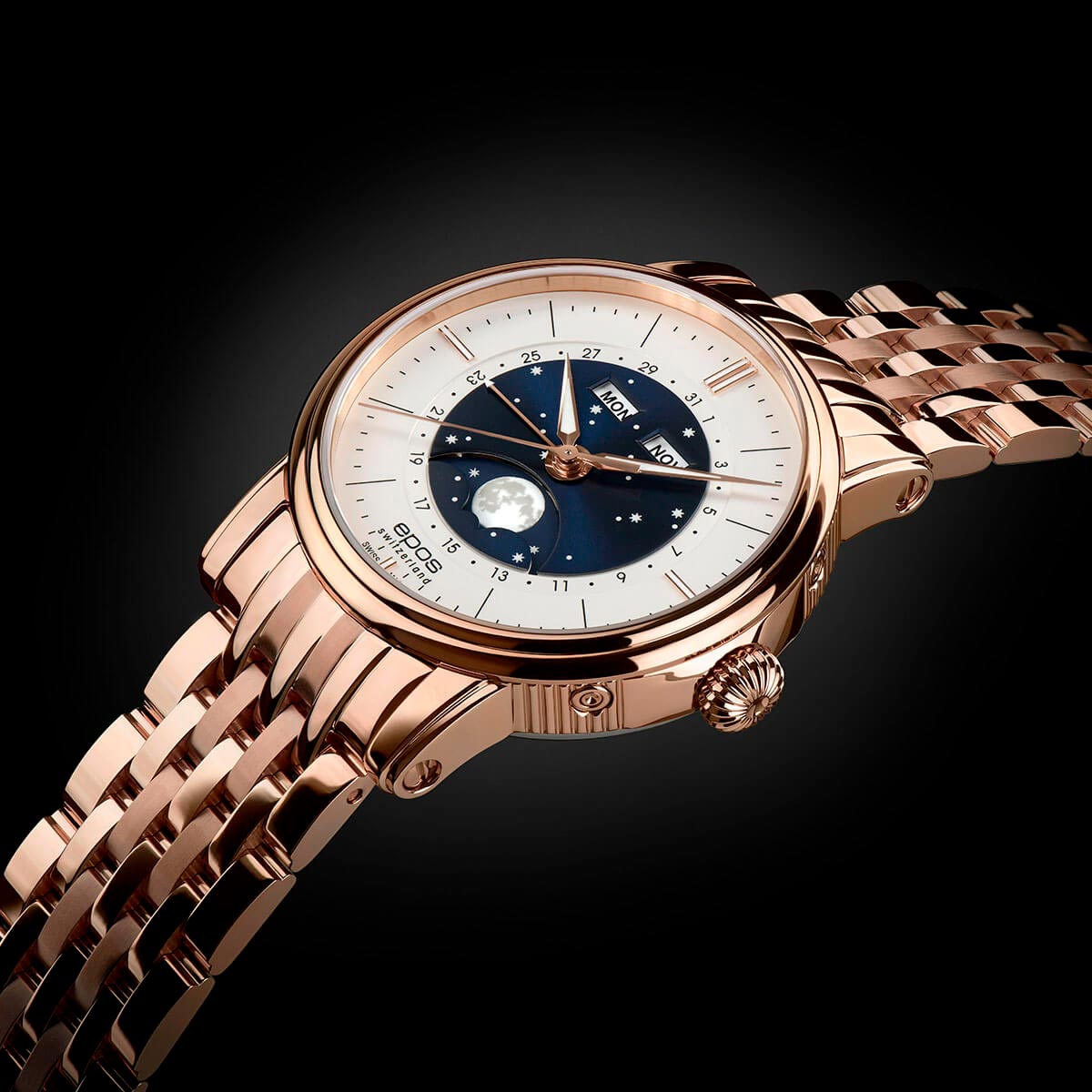 Epos Epos Oeuvre d'art 3439.322.24.26.34,  швейцария мужские часы на браслете нержавеющая сталь с pvd-покрытием боковой вид