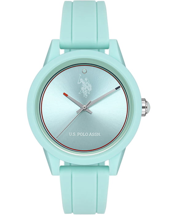 U.S. Polo Assn. U.S. Polo Assn Yard USPA2007-06  USPA2007-06 кварцевые женские часы зеленый циферблат, браслет силикон — вид спереди