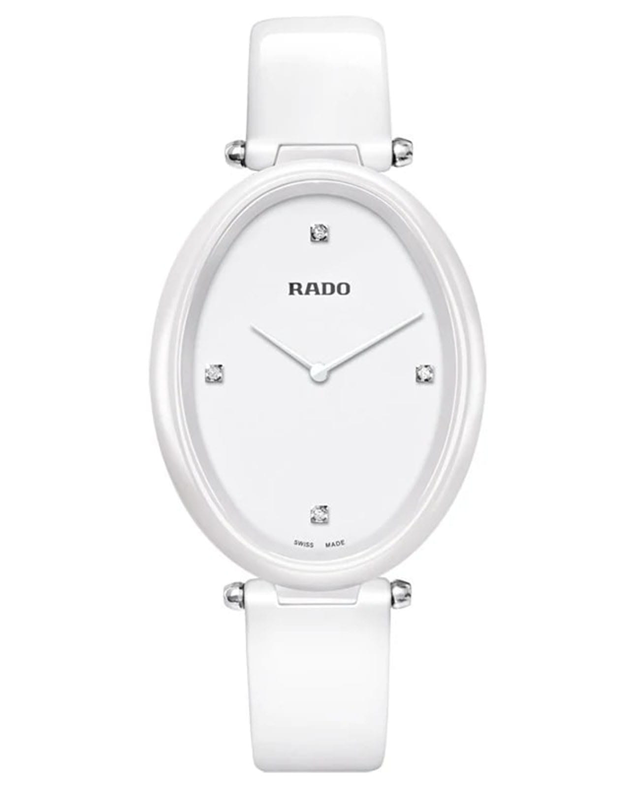 Rado Rado Esenza Ceramic Touch R53092715  R53092715 кварцевые женские часы белый циферблат, браслет кожаный — вид спереди