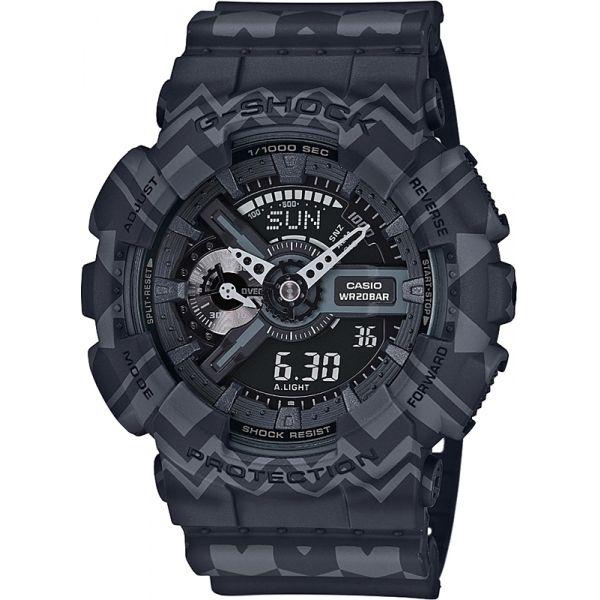 Casio Casio G-Shock GA-110TP-1A GA-110 GA-110TP-1A электронные мужские часы черный циферблат, браслет пластик — вид спереди