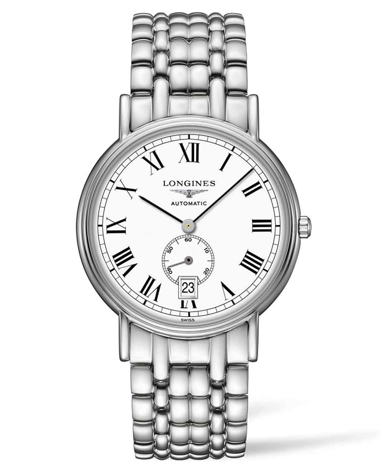 Longines Longines Presence L4.805.4.11.6  L48054116 механические женские часы белый циферблат, браслет нержавеющая сталь — вид спереди