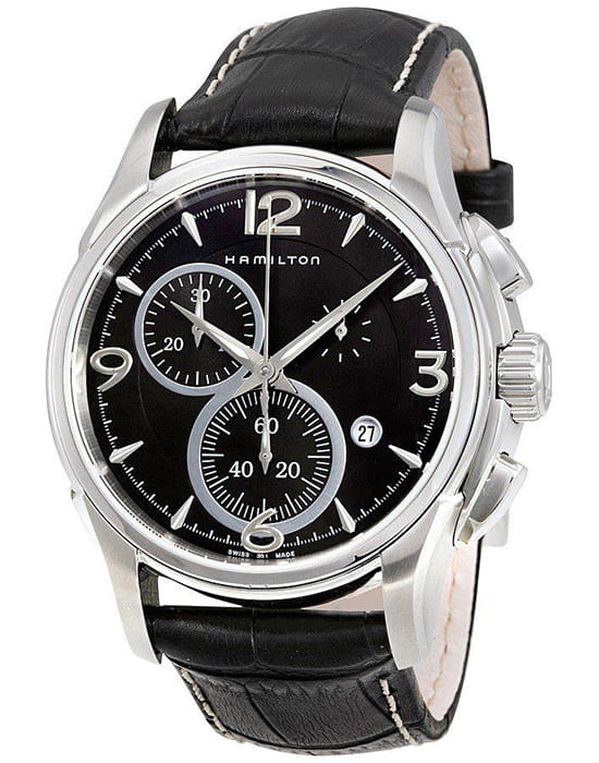 Hamilton Hamilton Jazzmaster Chrono Quartz H32612735 , jazzmaster швейцария мужские часы на браслете кожаный боковой вид