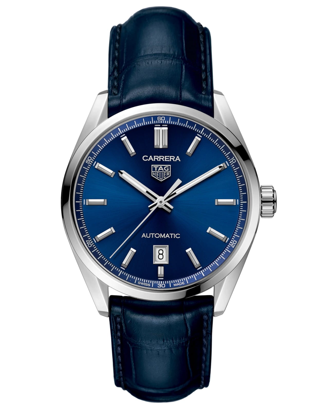 TAG Heuer TAG Heuer Carrera WBN2112.FC6504  WBN2112.FC6504 механические мужские часы синий циферблат, браслет кожаный — вид спереди