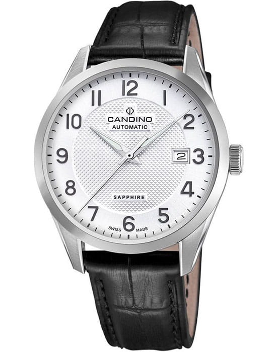 Candino Candino C4710/1  C4710/1 механические мужские часы серебристый циферблат, браслет кожаный — вид спереди