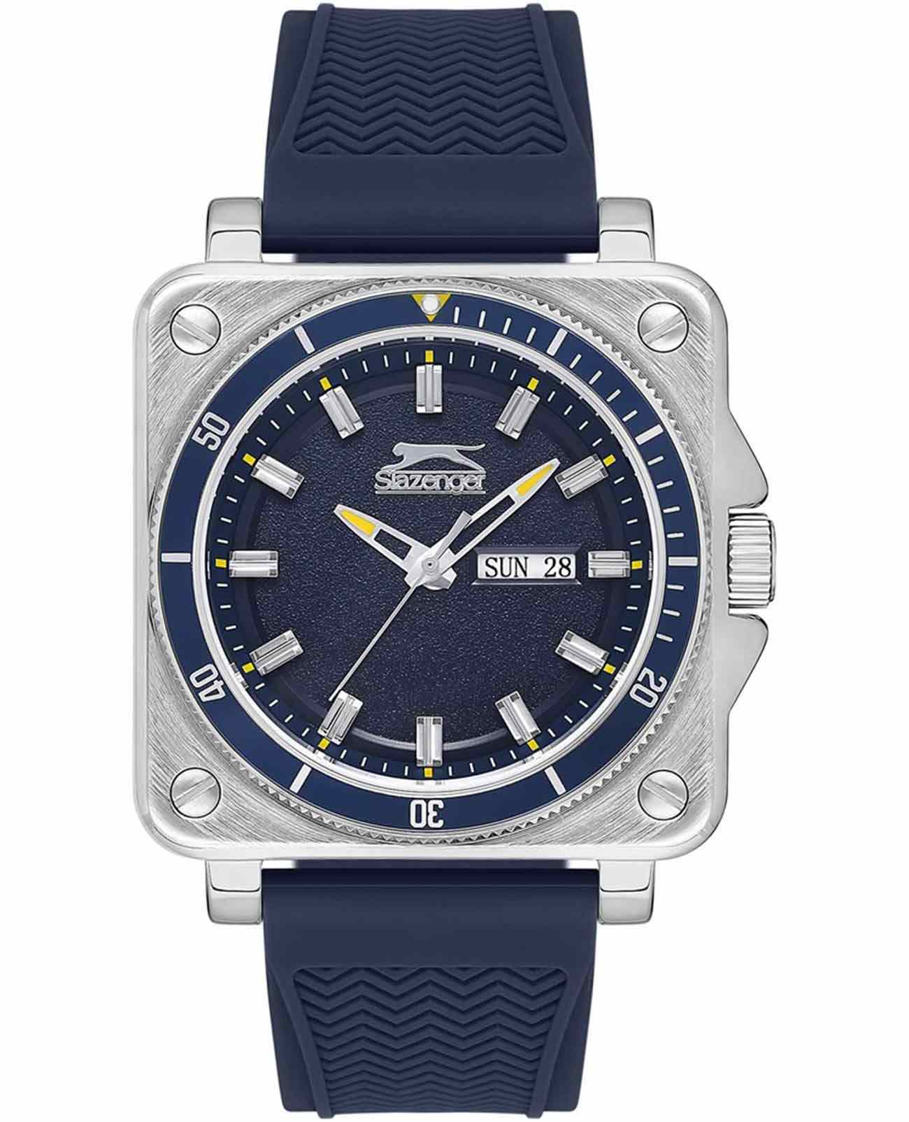 Slazenger Slazenger SL.09.2233.1.03  SL.09.2233.1.03 кварцевые мужские часы синий циферблат, браслет резина — вид спереди
