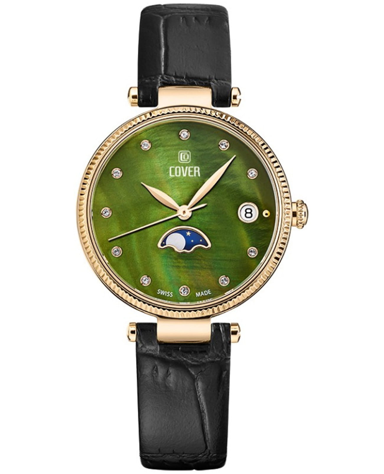 Cover Cover Moon CO196.06  CO196.06 кварцевые женские часы зеленый циферблат, браслет кожаный — вид спереди
